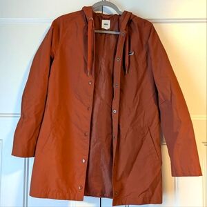 Vans Raincoat Women's XS Rust Red Orange Snap Closure